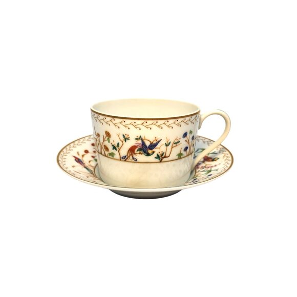 Tiffany & Co. Audubon Pattern Limoges France Flat Tea Cup & Saucer Gold Rim Hand - Picture 16 of 16